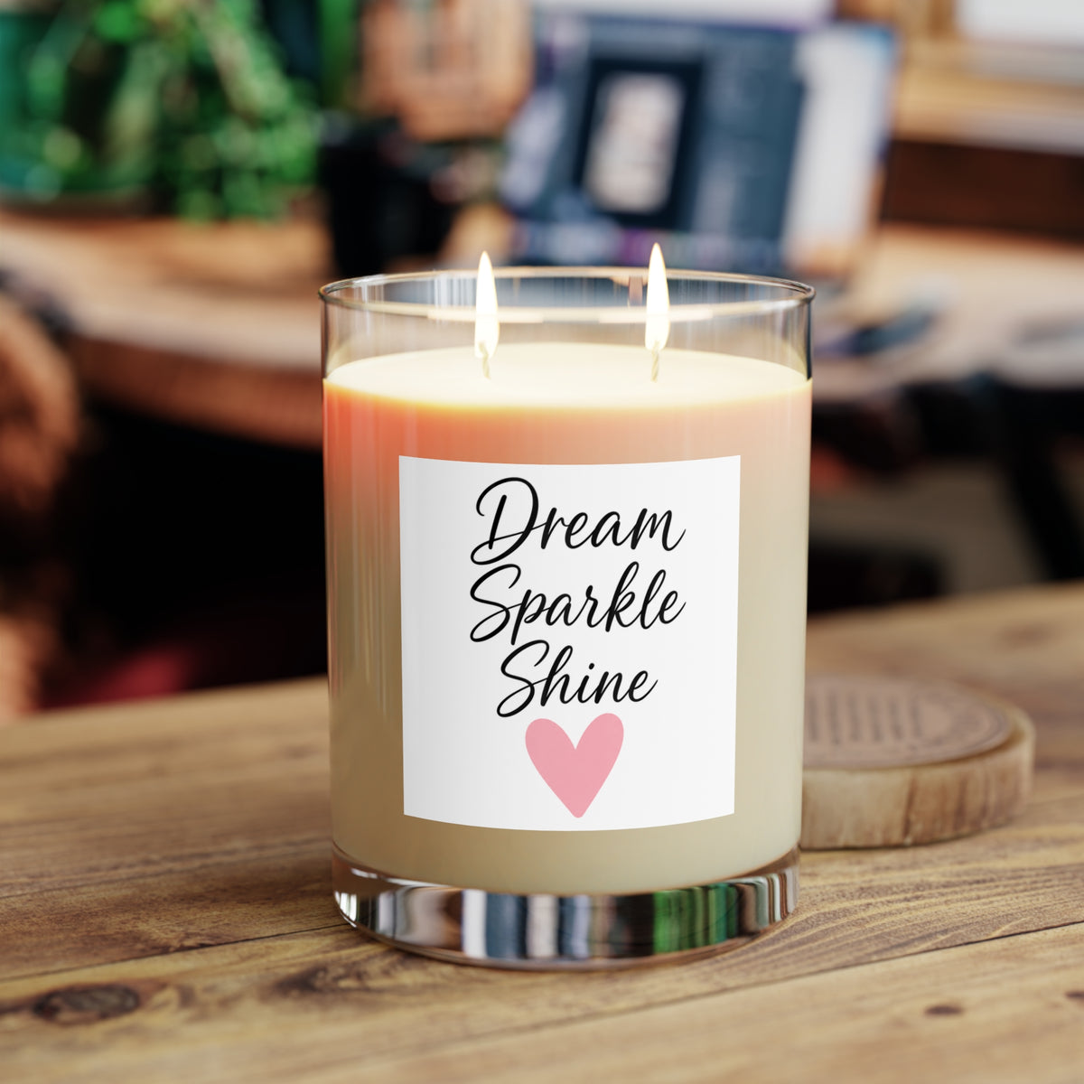 Dream Sparkle Shine Scented Candle — 11oz Glass Candle with Pink Heart Label