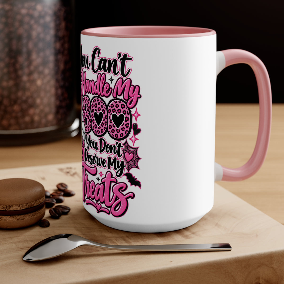Halloween Pink Ghost Mug – "If You Can't Handle My Boo, You Don't Deserve My Treats" Accent Coffee Cup