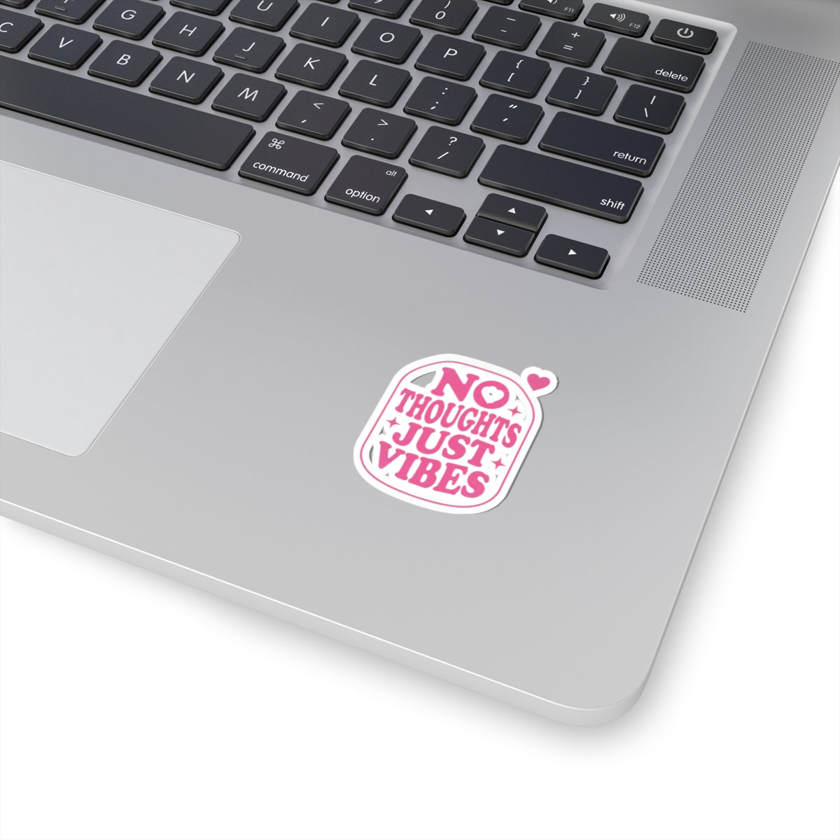 No Thoughts Just Vibes Sticker | Retro Y2K Pink Kiss-Cut Decal