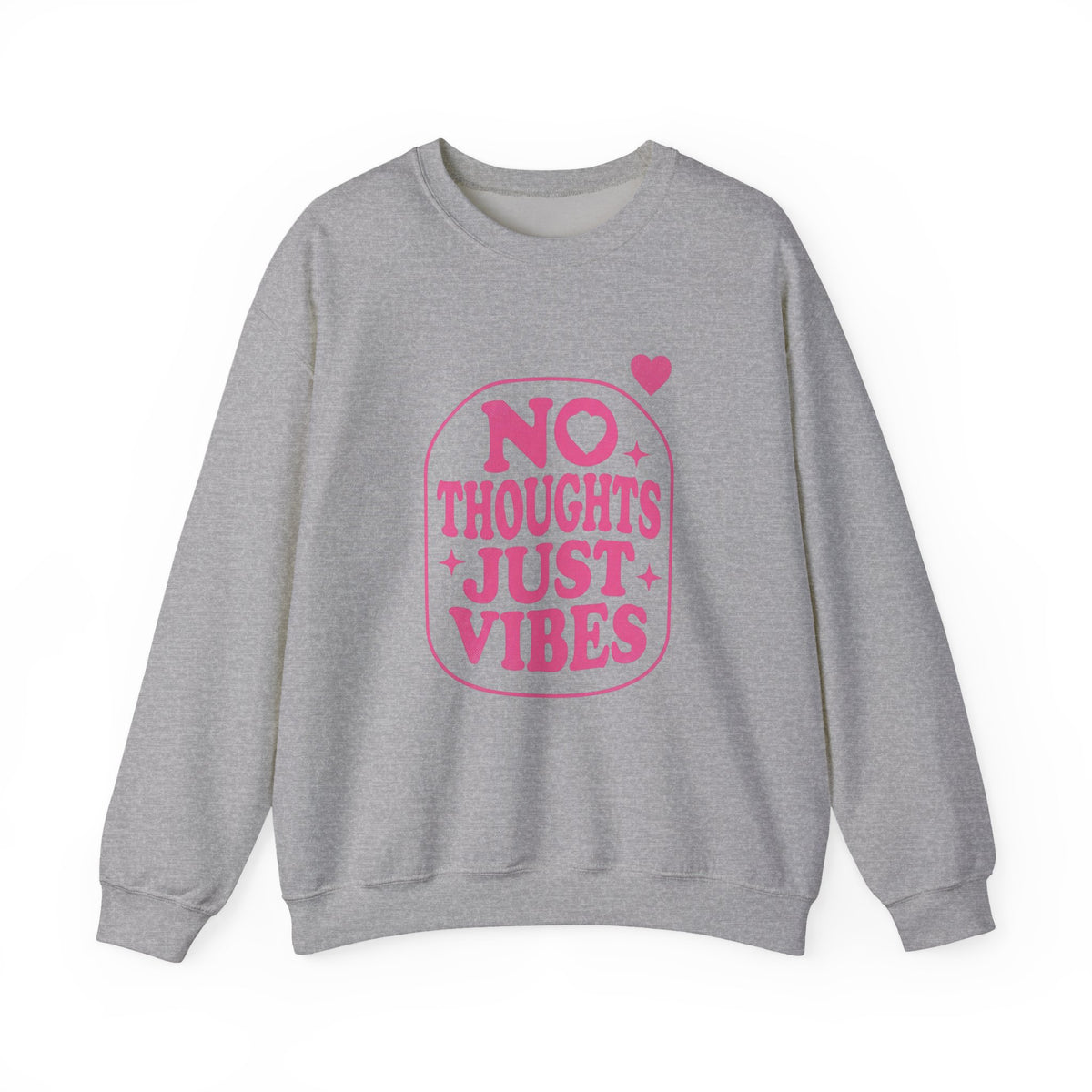 No Thoughts Just Vibes Sweatshirt | Retro Y2K Pink Crewneck