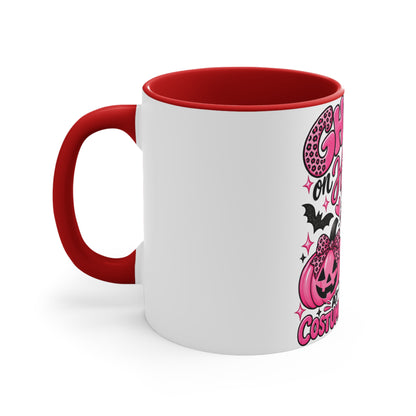 Halloween Ghost Mug — "Ghosted on Halloween" Cute Pink Costume Coffee Cup