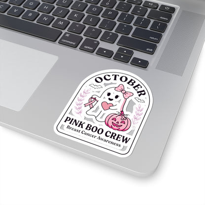 Pink Boo Crew Sticker | Breast Cancer Awareness Ghost Ribbon
