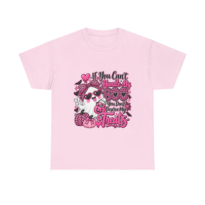 Funny Halloween Treats T-Shirt — "If You Can't Handle My Treats" Ghost Candy Tee