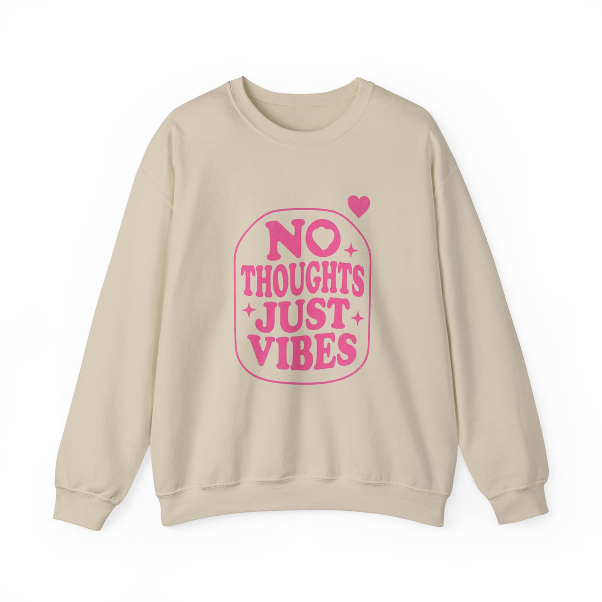 No Thoughts Just Vibes Sweatshirt | Retro Y2K Pink Crewneck