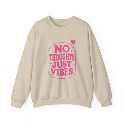 No Thoughts Just Vibes Sweatshirt | Retro Y2K Pink Crewneck