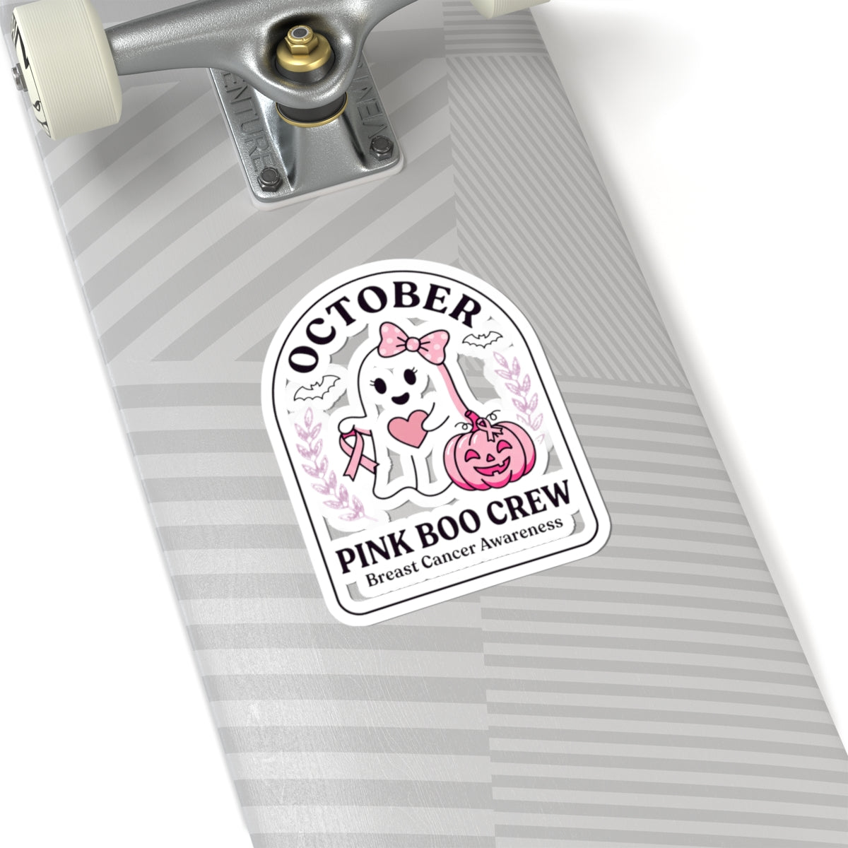 Pink Boo Crew Sticker | Breast Cancer Awareness Ghost Ribbon