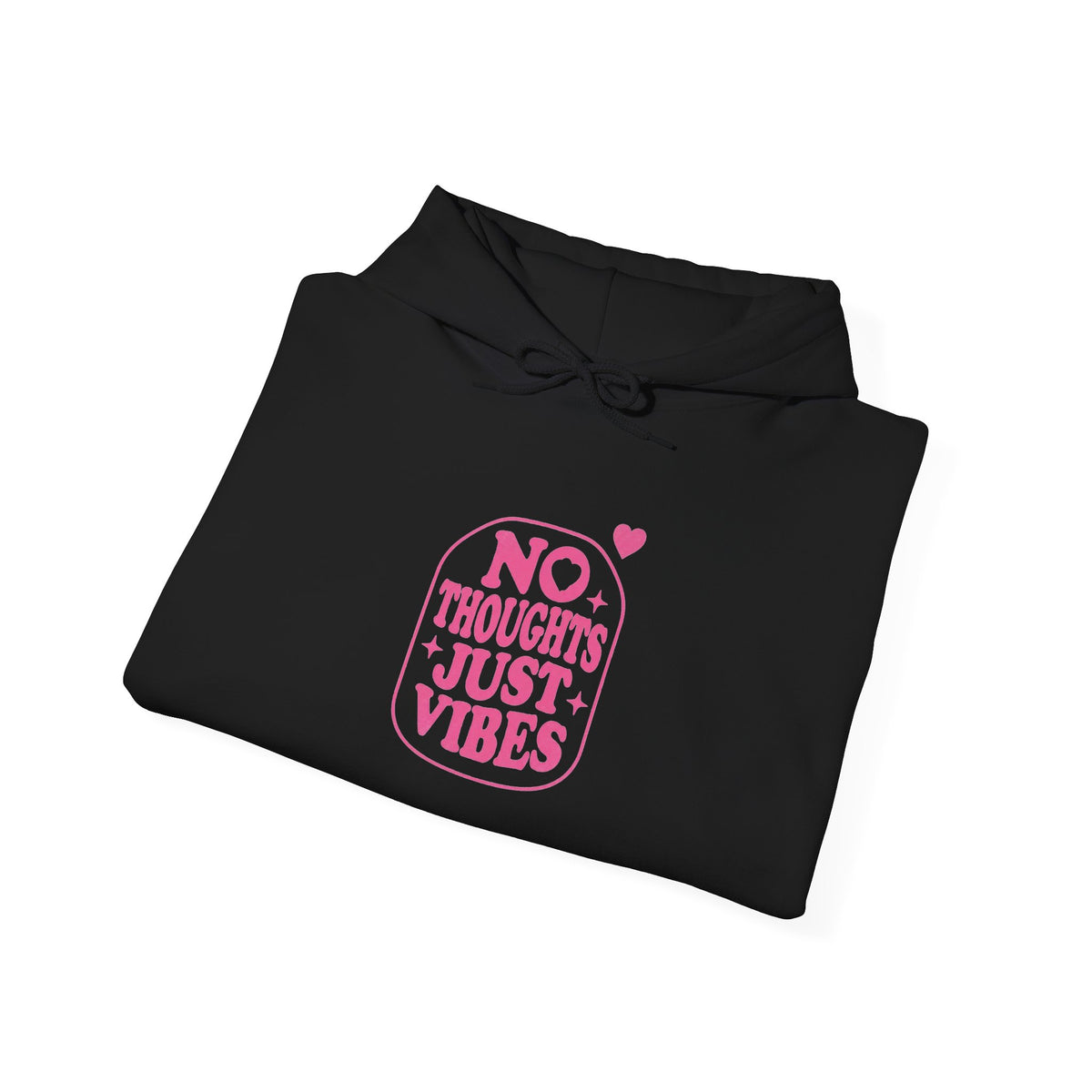 No Thoughts Just Vibes Hoodie | Retro Y2K Pink Slogan Pullover
