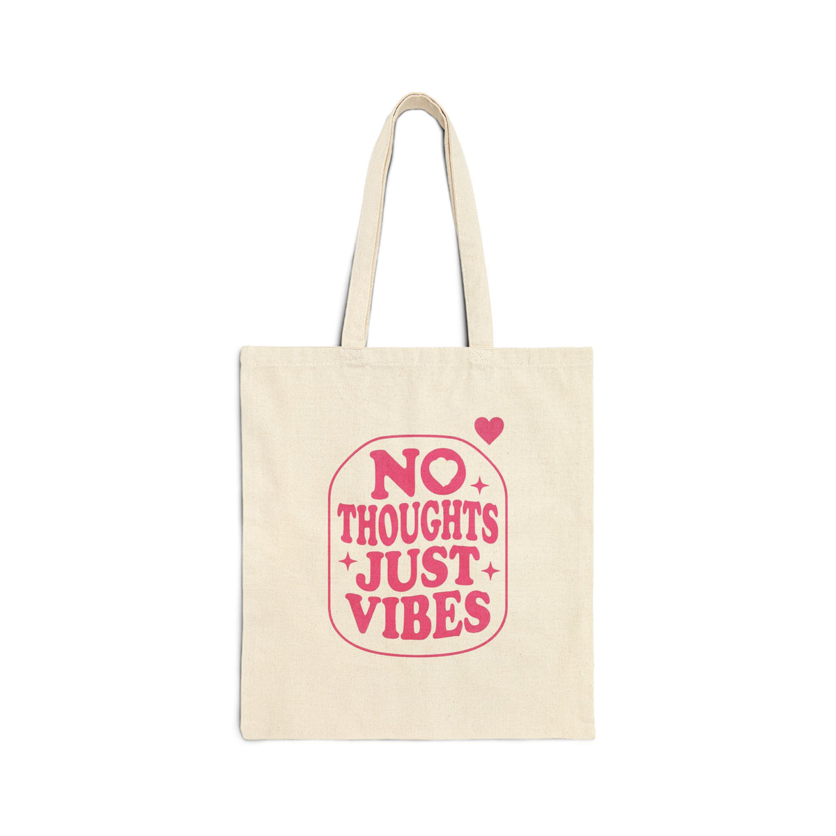 No Thoughts Just Vibes Tote Bag | Retro Y2K Pink Bubble Font