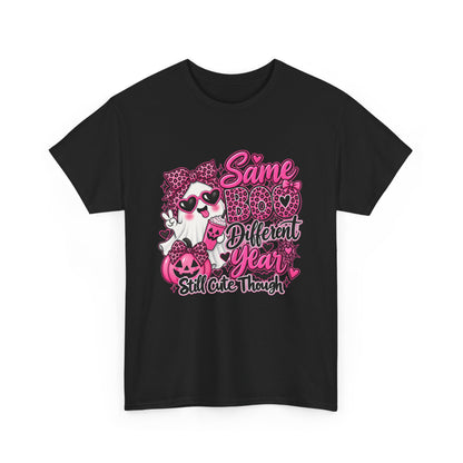 Graphic Tee — "Same Boo Different Year" Cute Halloween Cat Pumpkin Shirt