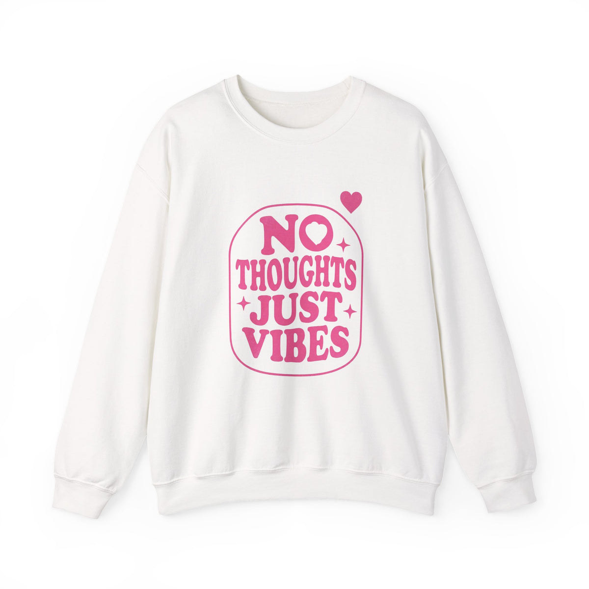 No Thoughts Just Vibes Sweatshirt | Retro Y2K Pink Crewneck