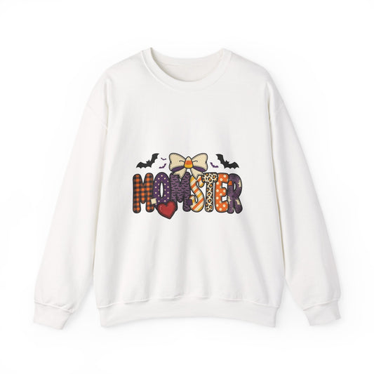 Momster Halloween Crewneck Sweatshirt | Spooky Mom Retro Lettering