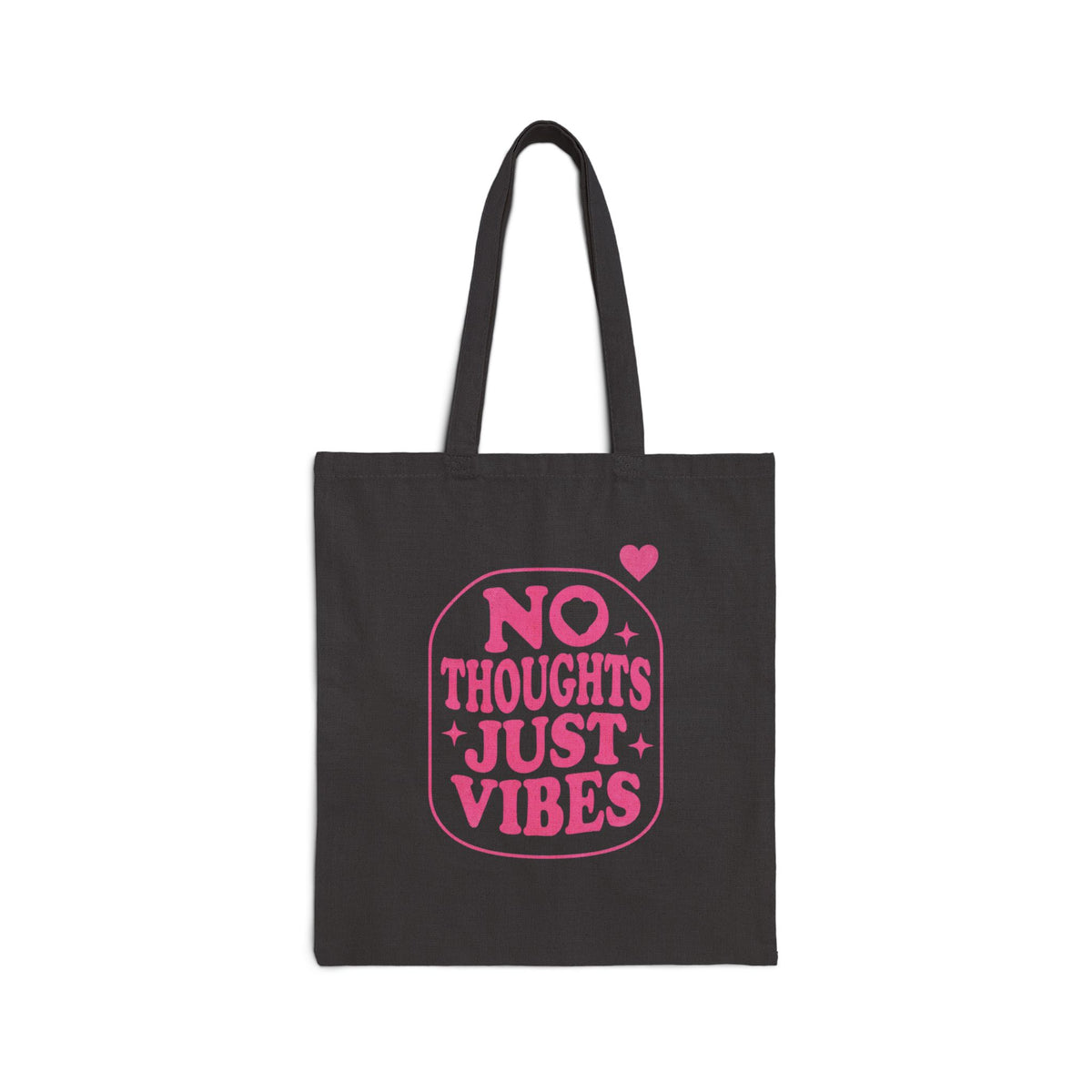 No Thoughts Just Vibes Tote Bag | Retro Y2K Pink Bubble Font