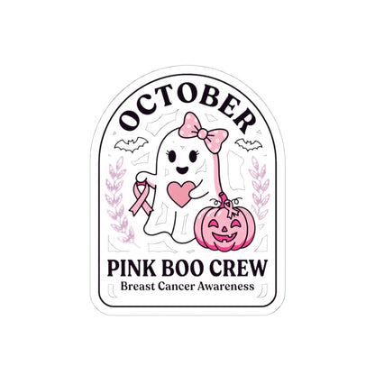 Pink Boo Crew Sticker | Breast Cancer Awareness Ghost Ribbon