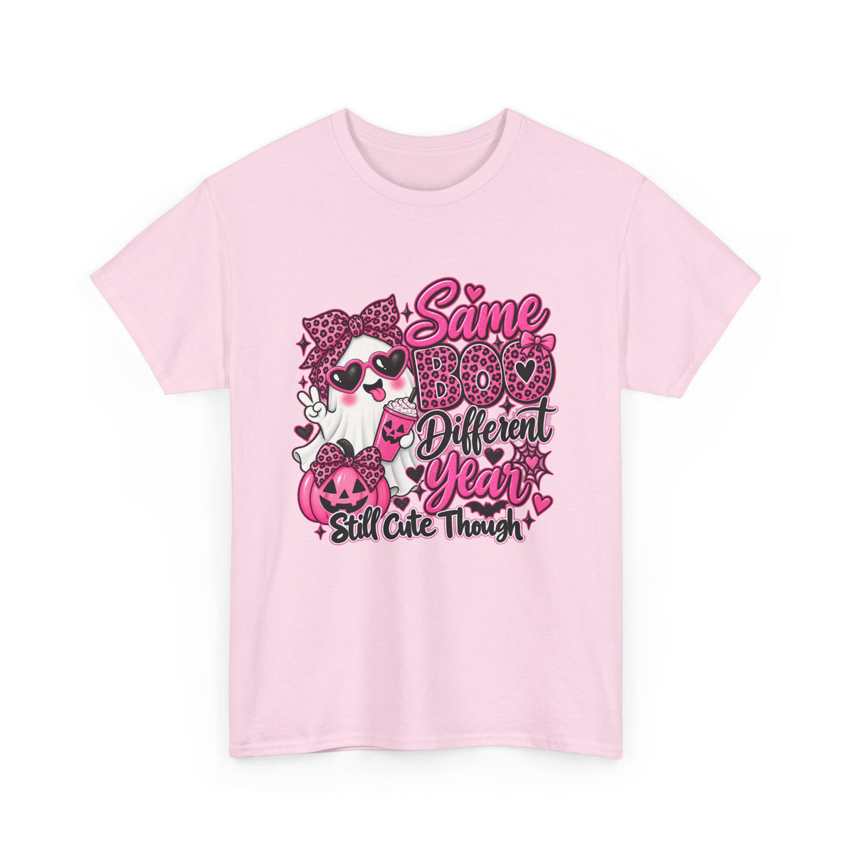 Graphic Tee — "Same Boo Different Year" Cute Halloween Cat Pumpkin Shirt