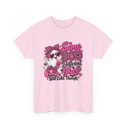 Graphic Tee — "Same Boo Different Year" Cute Halloween Cat Pumpkin Shirt