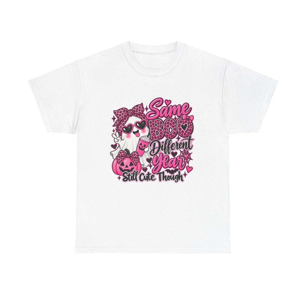 Graphic Tee — "Same Boo Different Year" Cute Halloween Cat Pumpkin Shirt