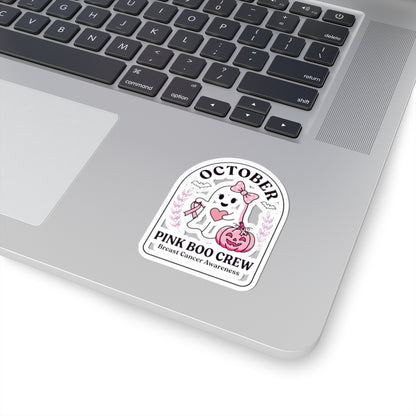 Pink Boo Crew Sticker | Breast Cancer Awareness Ghost Ribbon