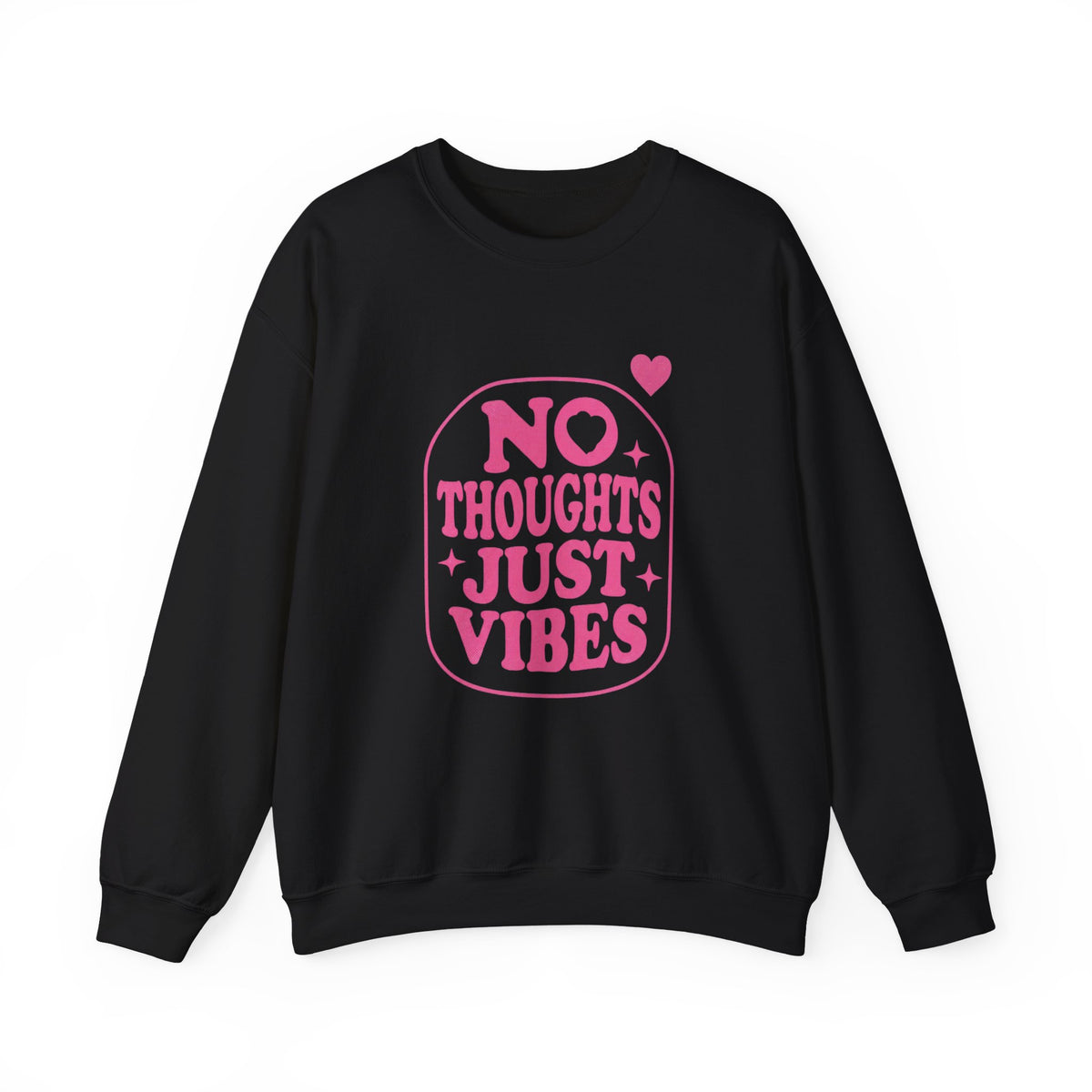 No Thoughts Just Vibes Sweatshirt | Retro Y2K Pink Crewneck