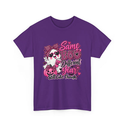 Graphic Tee — "Same Boo Different Year" Cute Halloween Cat Pumpkin Shirt