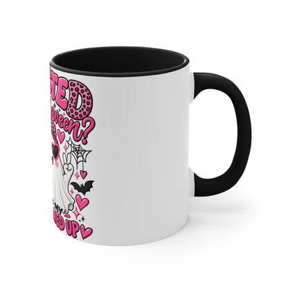 Halloween Ghost Mug — "Ghosted on Halloween" Cute Pink Costume Coffee Cup