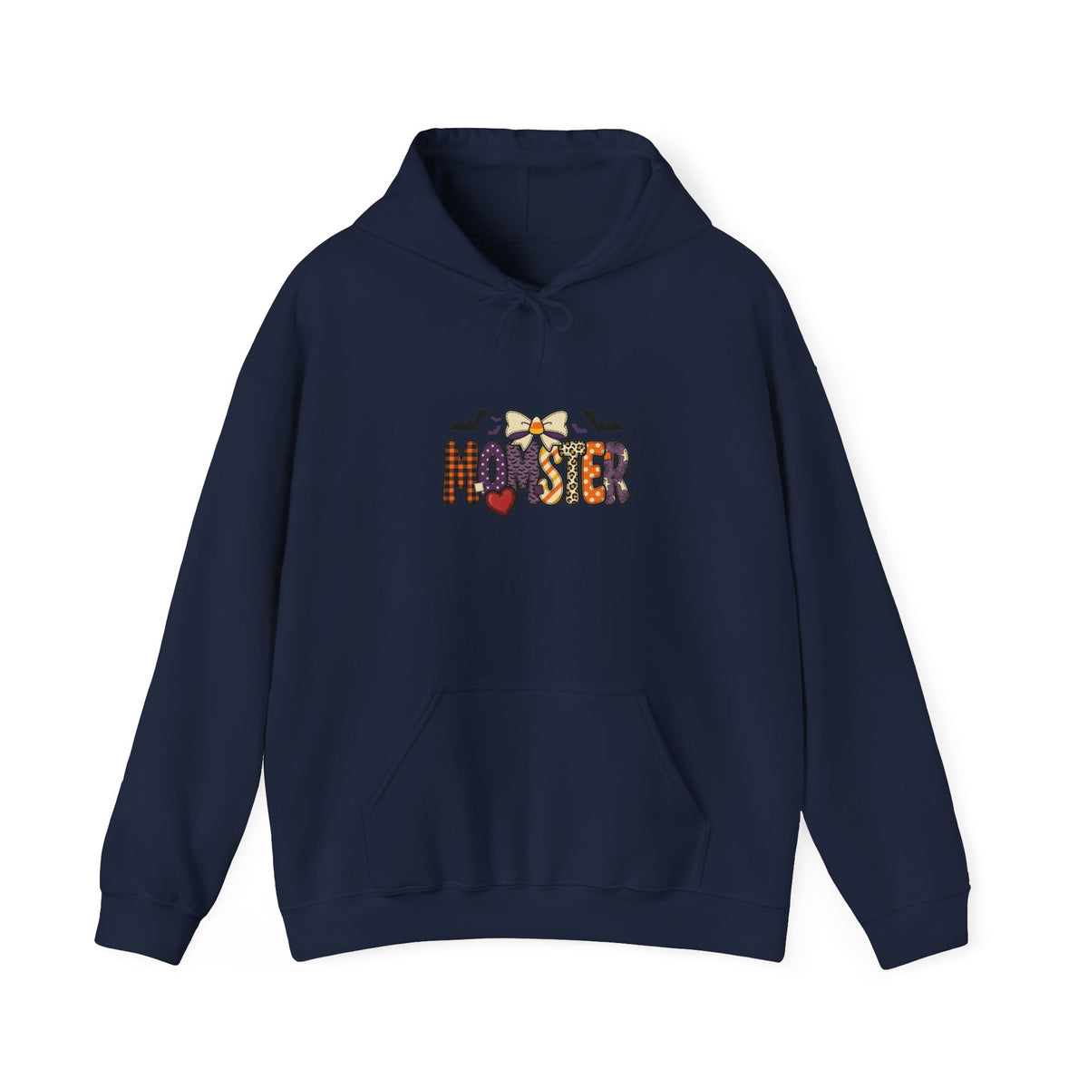 Momster Halloween Hoodie | Spooky Mom Pullover, Purple Orange Bat Graphic