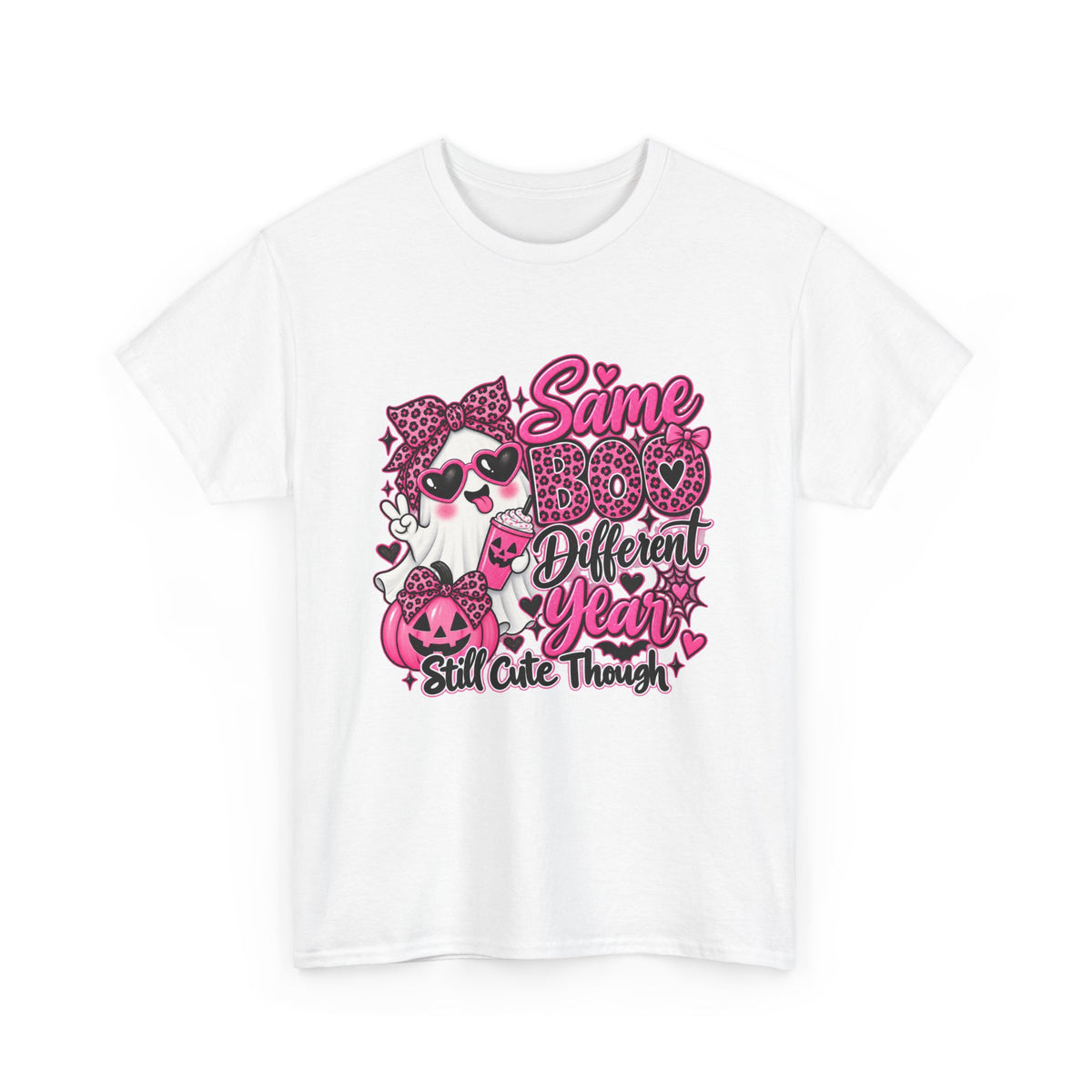 Graphic Tee — "Same Boo Different Year" Cute Halloween Cat Pumpkin Shirt