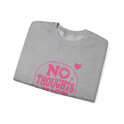 No Thoughts Just Vibes Sweatshirt | Retro Y2K Pink Crewneck