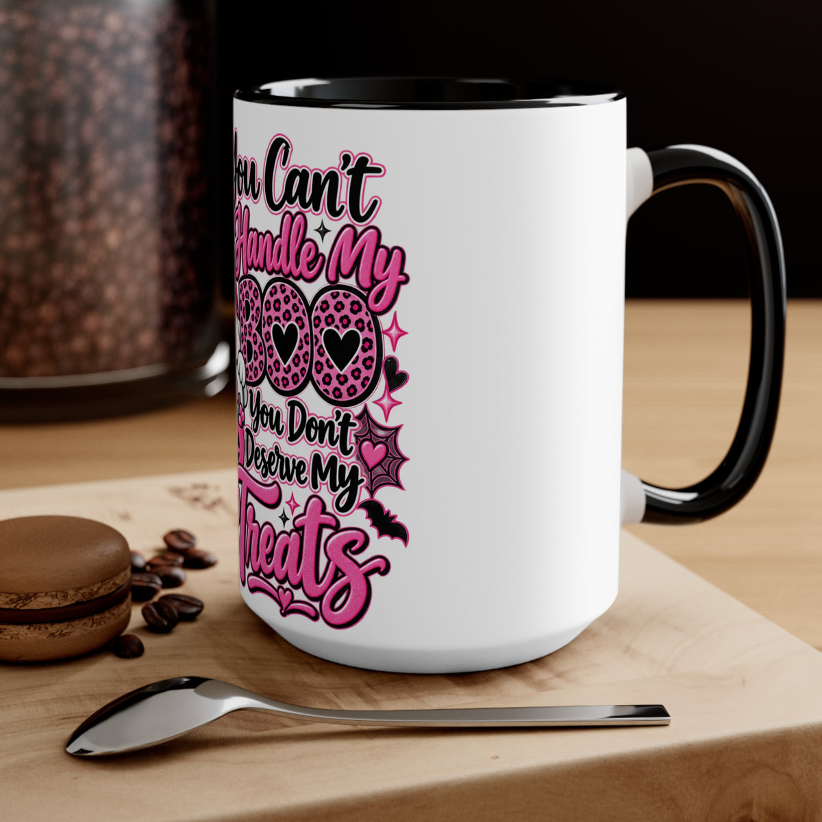 Halloween Pink Ghost Mug – "If You Can't Handle My Boo, You Don't Deserve My Treats" Accent Coffee Cup