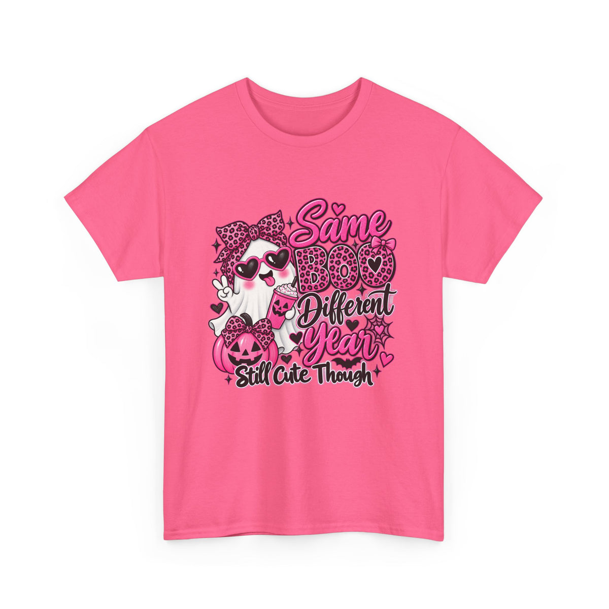 Graphic Tee — "Same Boo Different Year" Cute Halloween Cat Pumpkin Shirt