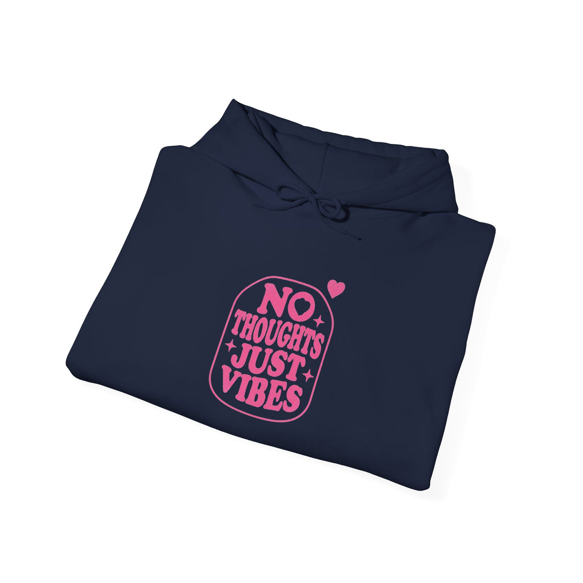 No Thoughts Just Vibes Hoodie | Retro Y2K Pink Slogan Pullover