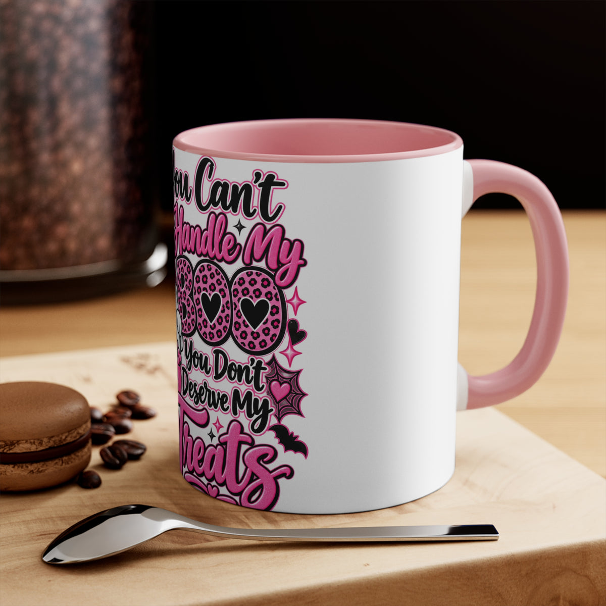 Halloween Pink Ghost Mug – "If You Can't Handle My Boo, You Don't Deserve My Treats" Accent Coffee Cup