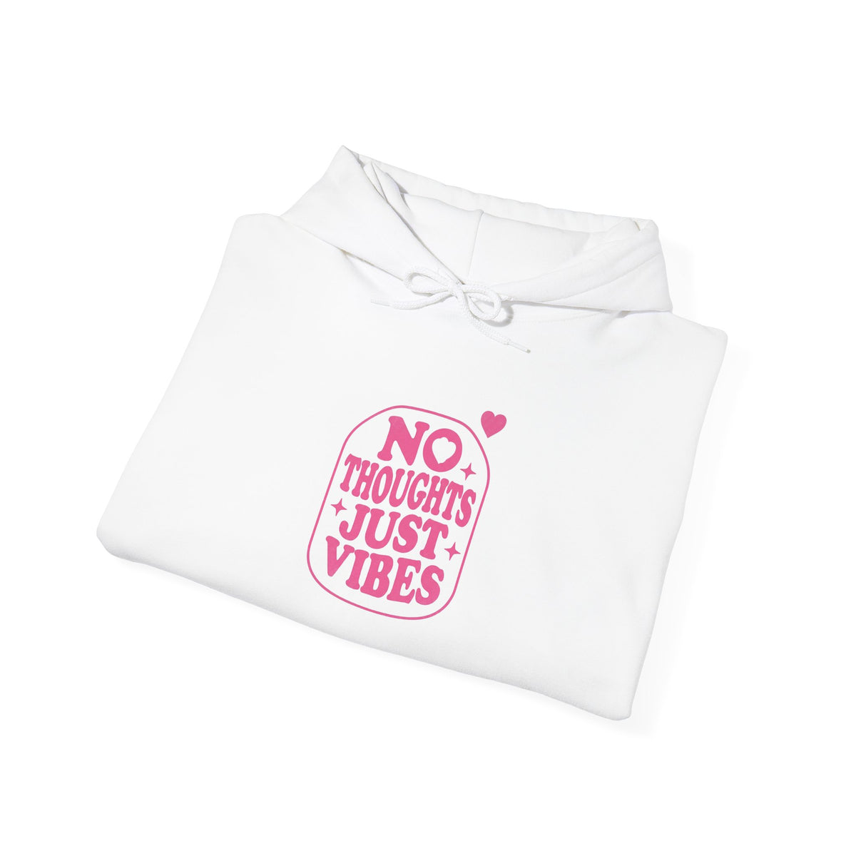 No Thoughts Just Vibes Hoodie | Retro Y2K Pink Slogan Pullover