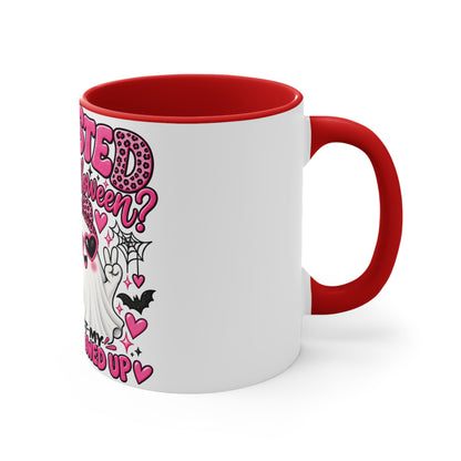Halloween Ghost Mug — "Ghosted on Halloween" Cute Pink Costume Coffee Cup