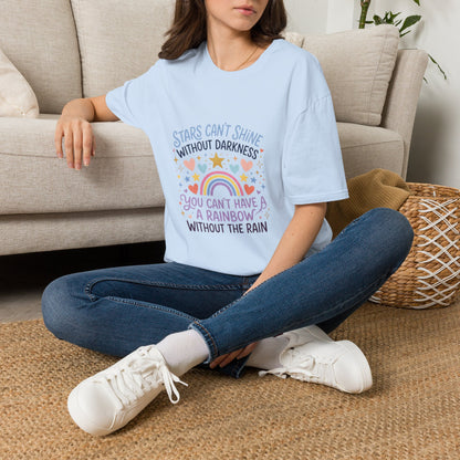 Inspirational Rainbow T-Shirt — “Stars Can’t Shine Without Darkness”