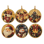Round Wood Christmas Santa Claus Pendant DIY Diamond Painting Suncatcher Craft Kit