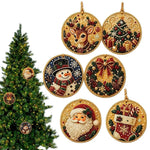 Round Wood Christmas Santa Claus Pendant DIY Diamond Painting Suncatcher Craft Kit