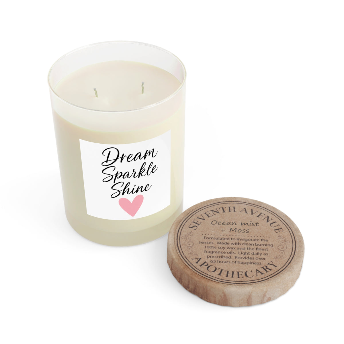 Dream Sparkle Shine Scented Candle — 11oz Glass Candle with Pink Heart Label