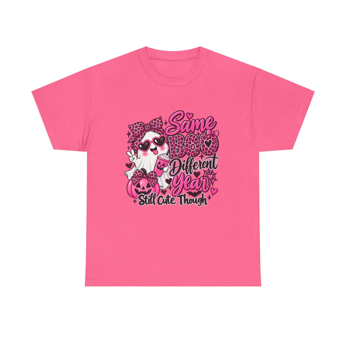 Graphic Tee — "Same Boo Different Year" Cute Halloween Cat Pumpkin Shirt