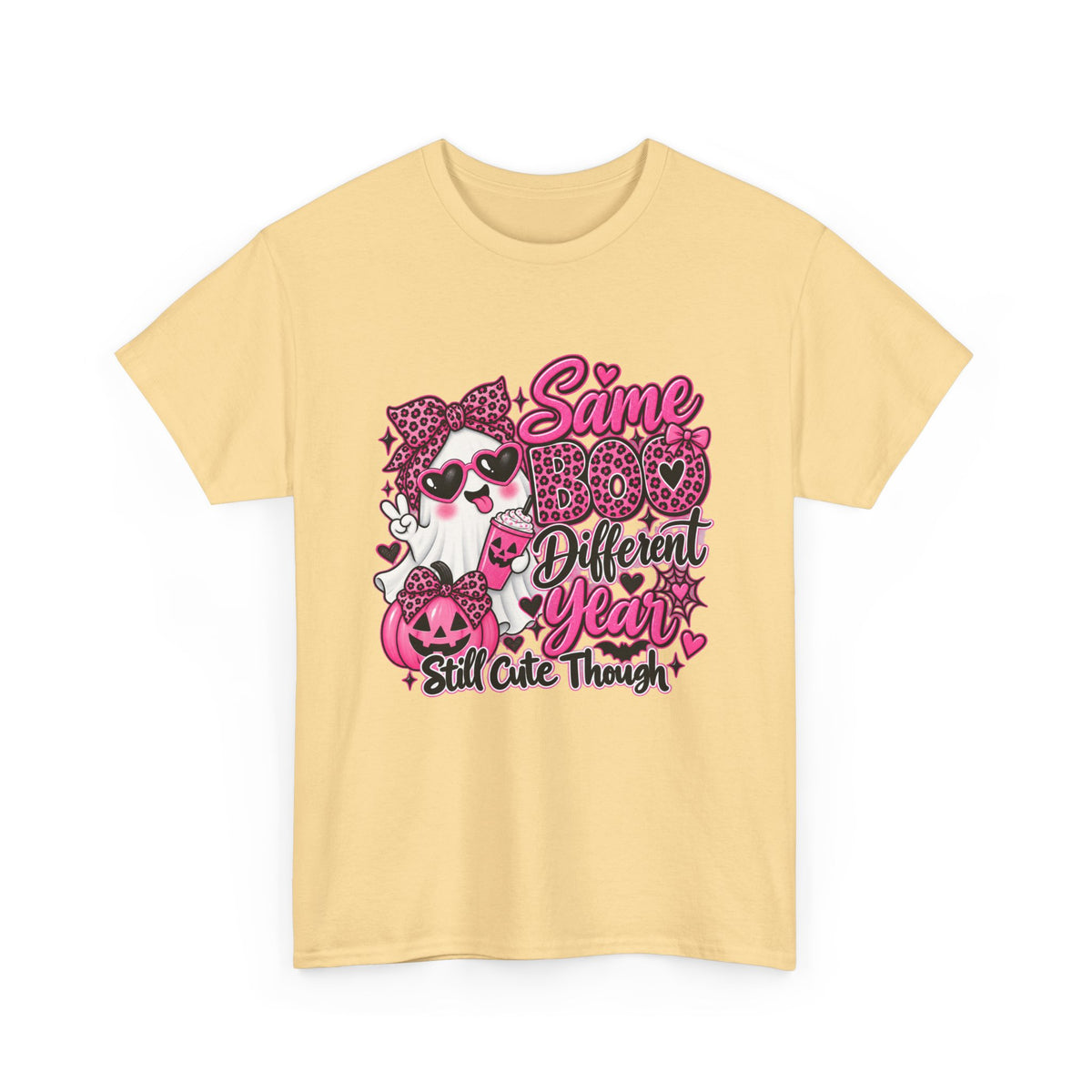 Graphic Tee — "Same Boo Different Year" Cute Halloween Cat Pumpkin Shirt