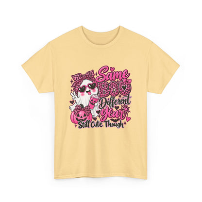 Graphic Tee — "Same Boo Different Year" Cute Halloween Cat Pumpkin Shirt