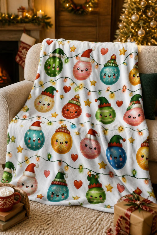 Cute Christmas Ornament Sherpa Fleece Blanket