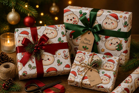 Cute Santa Dumplings Christmas Wrapping Paper Sheet