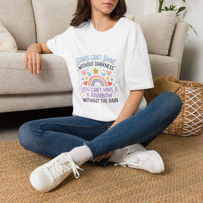 Inspirational Rainbow T-Shirt — “Stars Can’t Shine Without Darkness”
