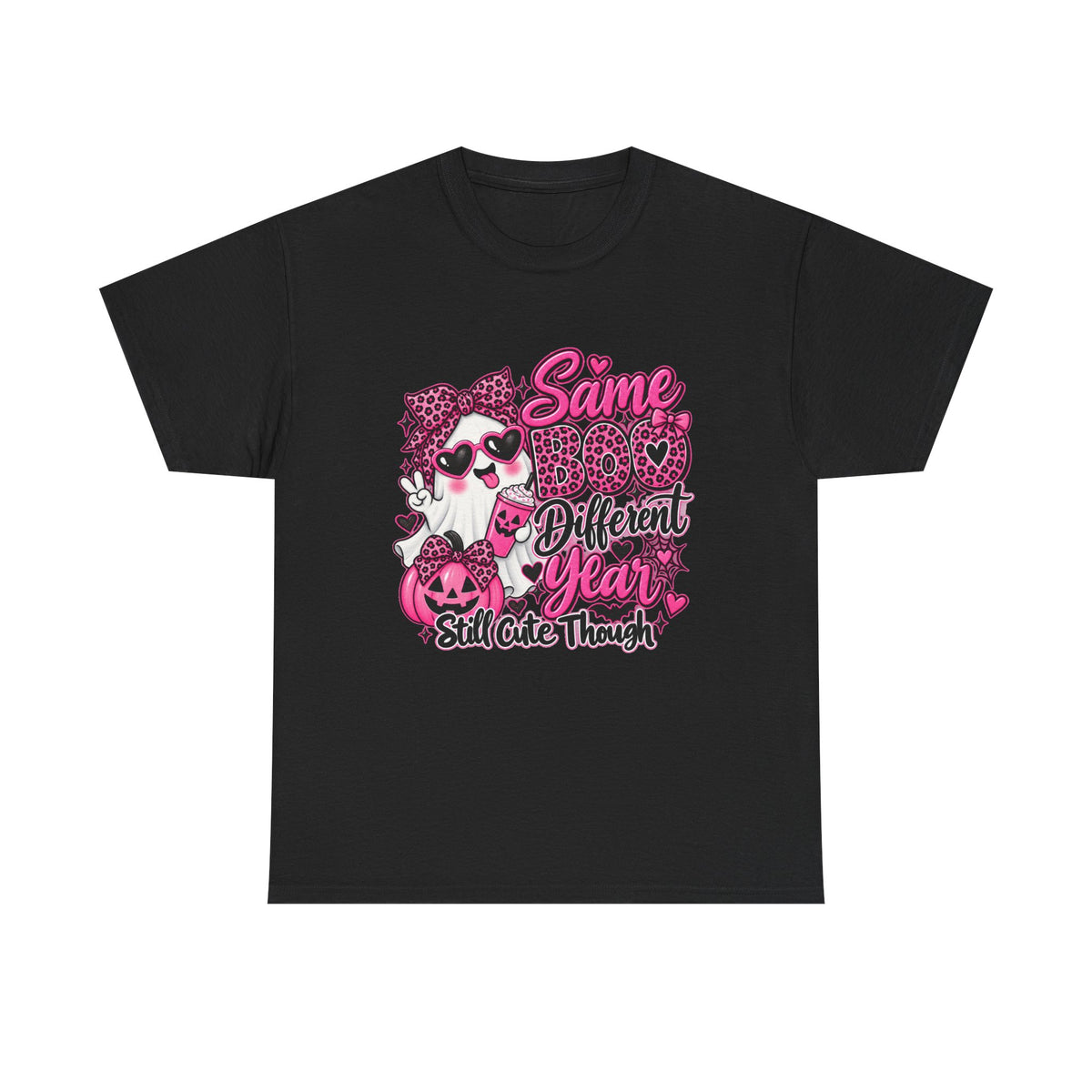 Graphic Tee — "Same Boo Different Year" Cute Halloween Cat Pumpkin Shirt