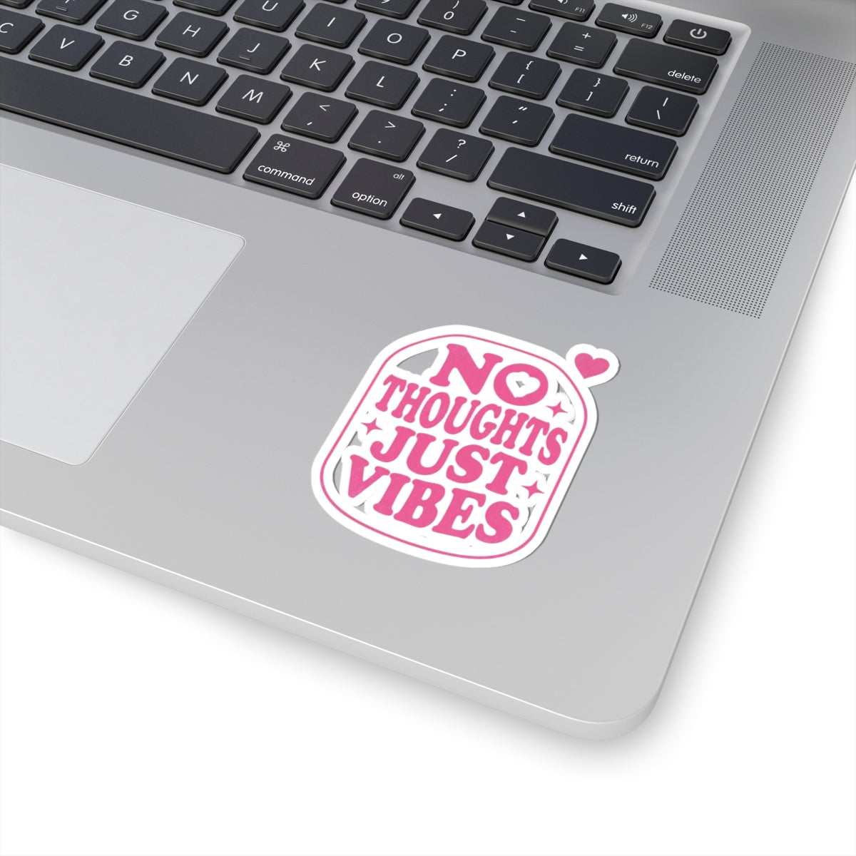 No Thoughts Just Vibes Sticker | Retro Y2K Pink Kiss-Cut Decal