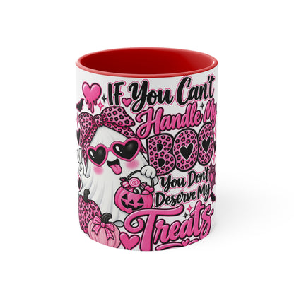 Halloween Pink Ghost Mug – "If You Can't Handle My Boo, You Don't Deserve My Treats" Accent Coffee Cup