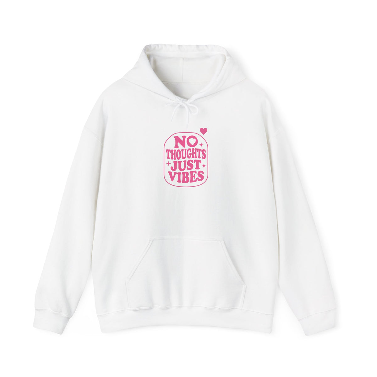 No Thoughts Just Vibes Hoodie | Retro Y2K Pink Slogan Pullover