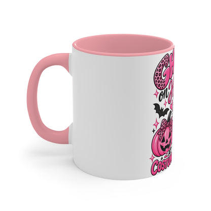 Halloween Ghost Mug — "Ghosted on Halloween" Cute Pink Costume Coffee Cup