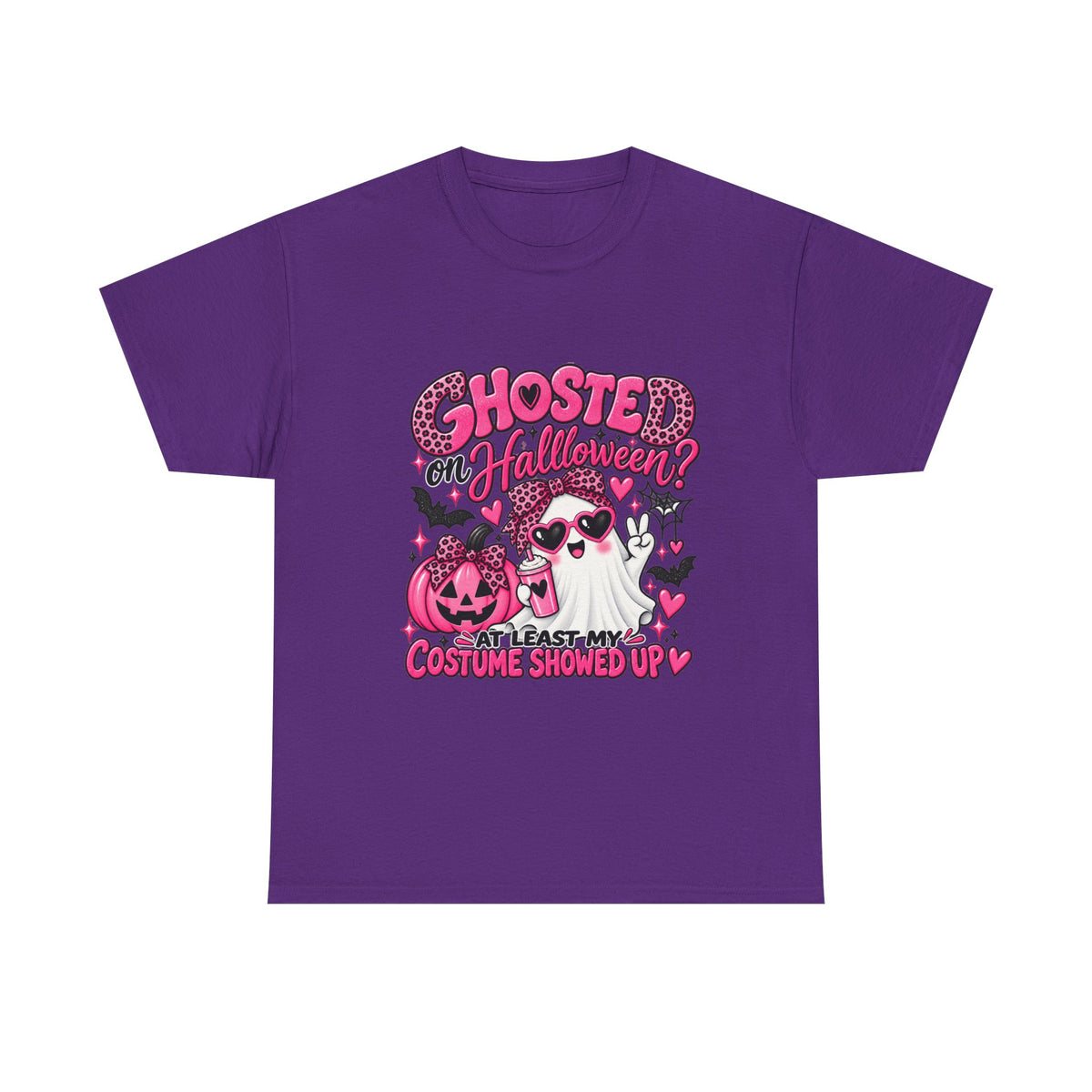 Halloween Ghost Tee – "Ghosted on Halloween? At Least My Costume Showed Up" Pink Cute Graphic
