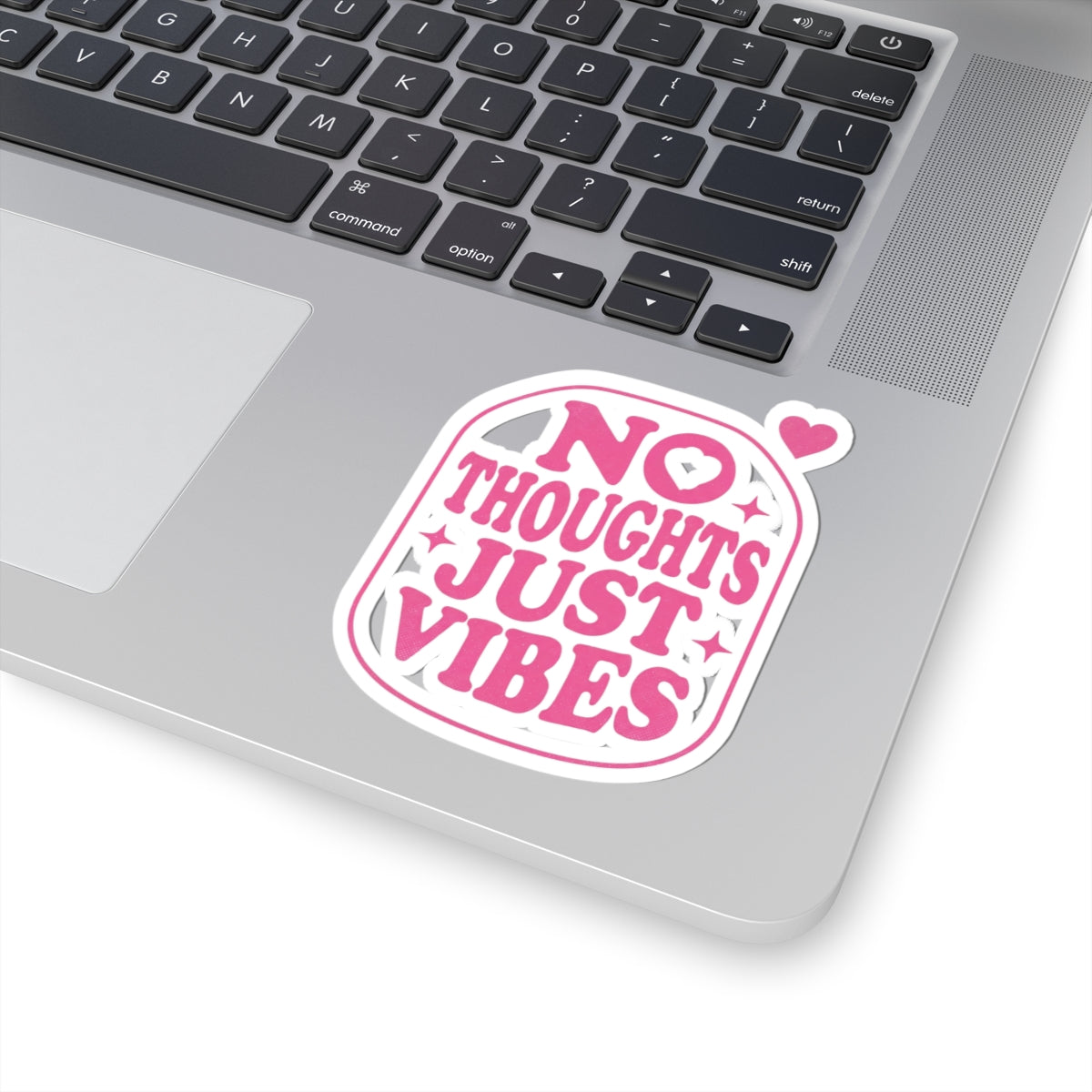 No Thoughts Just Vibes Sticker | Retro Y2K Pink Kiss-Cut Decal
